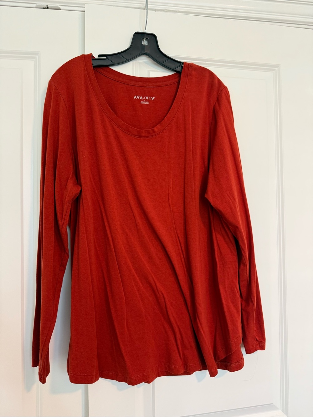 Ava & Viv Rustic Red Long Sleeve Scoop Neck Tee